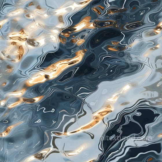 Stylized Liquid Metal Water Texture with Fluid Reflective Waves Water texture preview