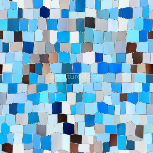 Seamless 3D Mosaic PBR Texture Featuring Irregular Blue Ceramic Tiles with Matte Finish texture preview