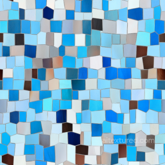 Mosaic PBR Texture Featuring Irregular Blue Ceramic Tiles with Matte Finish Mosaic texture preview