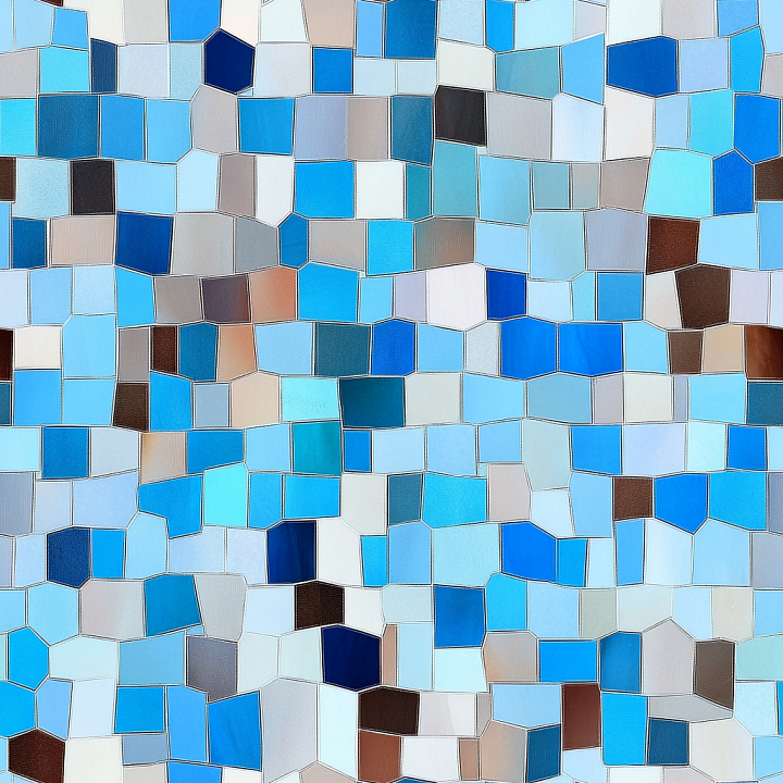 Mosaic Featuring Irregular Blue Ceramic Tiles with Matte Finish seamless PBR texture preview