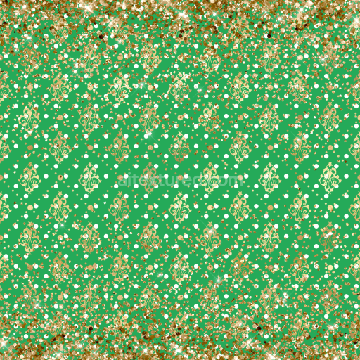 Seamless 3D PBR Green Fabric Texture with Gold Glitter and Ornate Pattern