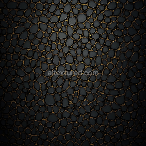 Seamless 3D Stylized Dark Cracked Skin PBR Texture with Gold Veins
