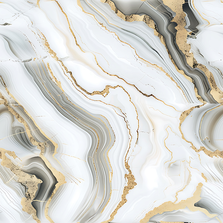 Glossy White Marble with Gold and gray Swirling Veins seamless PBR texture preview