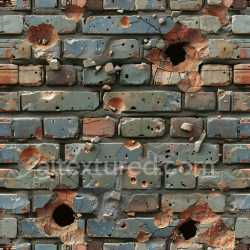 seamless Seamless 3D PBR Cracked and Holed Painted Brick Wall Texture with Weathered Paint and Surface Damage texture 8k free download PBR