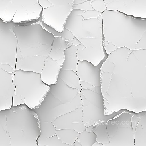 Cracked & Hole PBR Texture of White Cracked Plaster with Jagged Edges seamless Cracked & Holes PBR texture