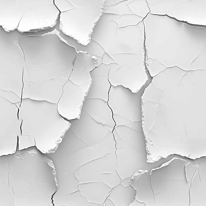 Cracked & Hole of White Cracked Plaster with Jagged Edges seamless PBR texture preview