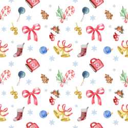 Pattern Bundle - Seamless 3D Pattern PBR Texture Featuring Watercolor Christmas Motifs on White texture preview