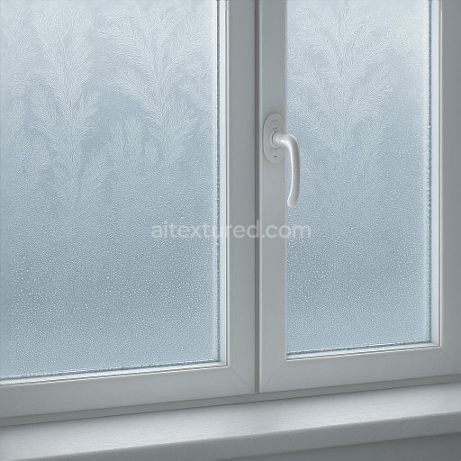 Seamless 8k PBR 3d texture of frosted glass window with intricate frost patterns