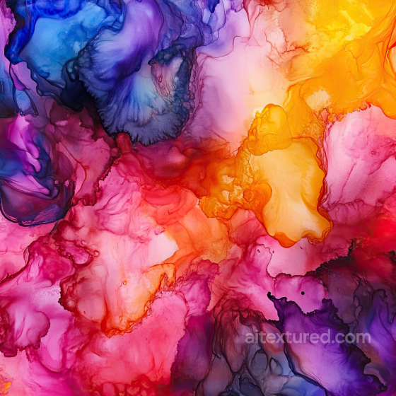 Alcohol Ink PBR Texture with Multicolor Fluid Waves and Translucent Layers Alcohol ink texture preview