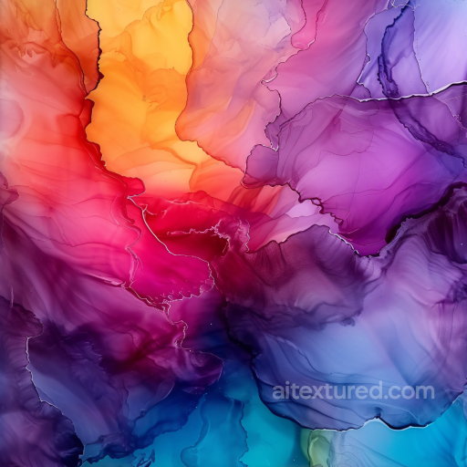 Alcohol Ink PBR Texture Featuring Vibrant Fluid Waves and Multicolor Translucent Layers texture preview