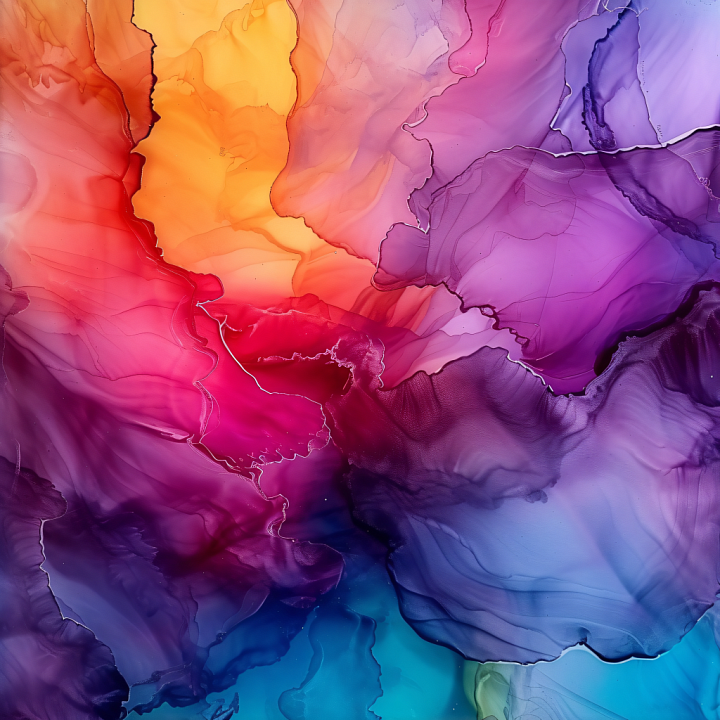 Alcohol Ink Featuring Vibrant Fluid Waves and Multicolor Translucent La… seamless PBR texture preview