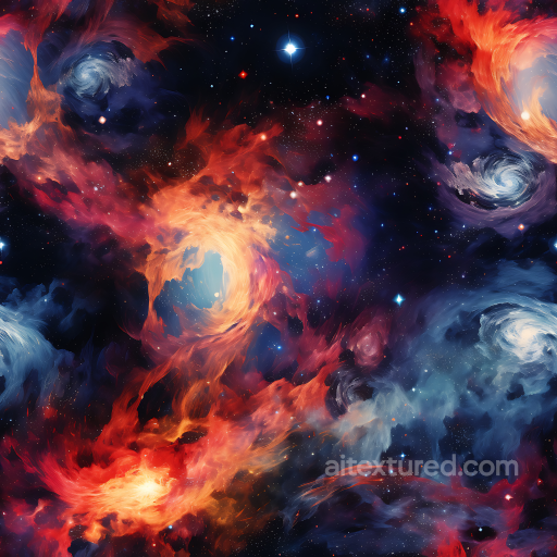 Space PBR Texture with Vivid Nebula Clouds and Swirling Galaxies seamless Star, space, planets PBR texture