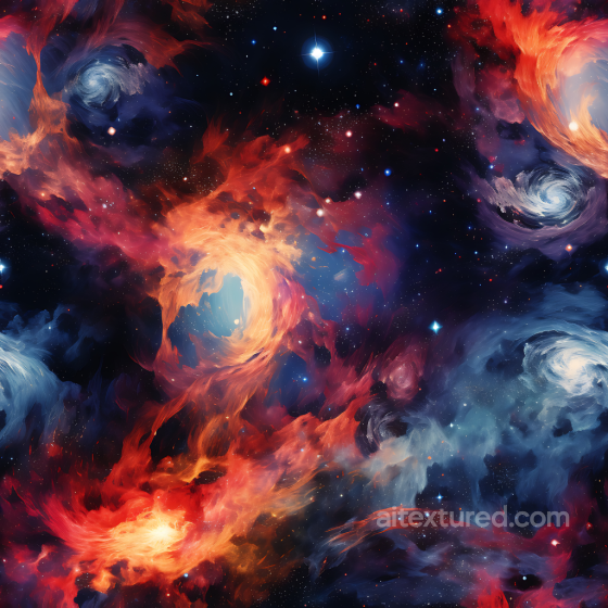 Space PBR Texture with Vivid Nebula Clouds and Swirling Galaxies Star, space, planets texture preview
