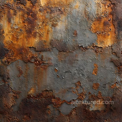 Rusted Metal PBR Texture Featuring Cracks, Peeling, and Corrosion seamless Rust PBR texture