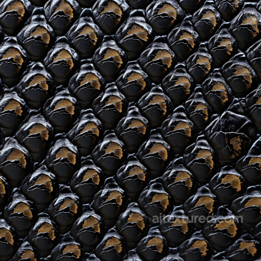 reptilian skin PBR texture with glossy black and gold scales seamless Skin PBR texture
