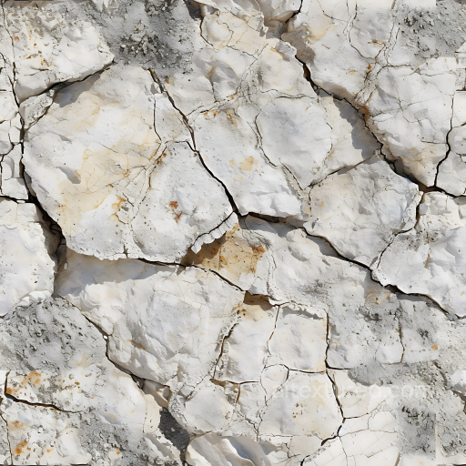 Cracked White Stone Rock PBR Texture with Weathered Surface seamless Stone PBR texture
