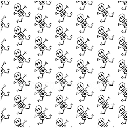 seamless Seamless 3D PBR Texture of Black Cartoon Skeleton Pattern on White Fabric texture 8k free download PBR