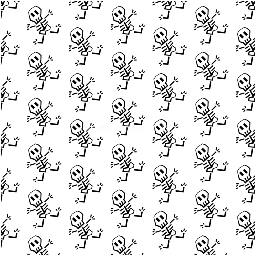 Seamless 3D PBR Texture of Black Cartoon Skeleton Pattern on White Fabric