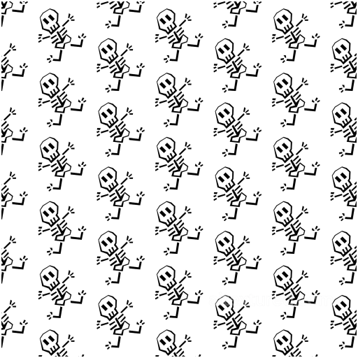 White & Black Texture of Black Cartoon Skeleton Pattern on White Fabric seamless White & Black PBR texture