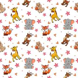 Pattern Bundle - Seamless 3D Pattern PBR Texture with Cute Cartoon Animal Motifs and Playful Floral Accents texture preview