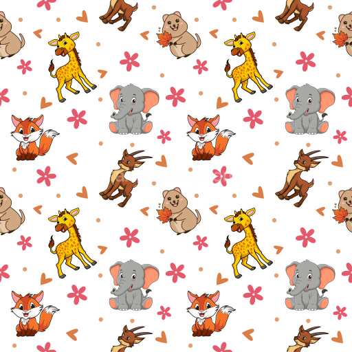 Pattern Bundle - Seamless 3D Pattern PBR Texture with Cute Cartoon Animal Motifs and Playful Floral Accents texture preview