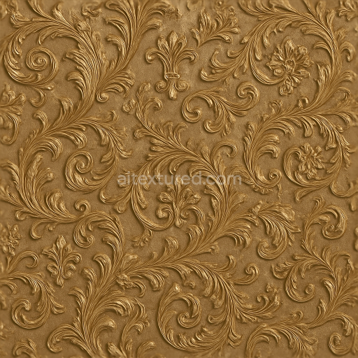 Seamless 3d texture pbr 8k baroque ornate wallpaper with embossed brocade and metallic satin sheen