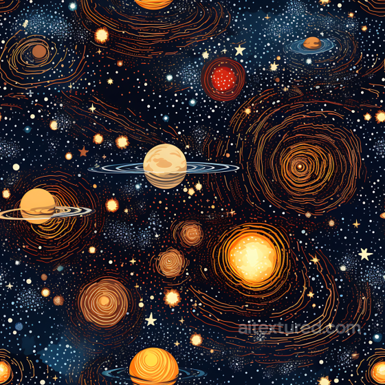 Space PBR Texture Featuring Stylized Galaxy Clouds, Planets, and Starfields Star, space, planets texture preview