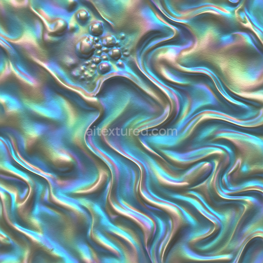 Seamless 3d texture pbr 8k twisted folded crumpled grunge rough smooth bubbled fluid liquid organic metallic iridescent