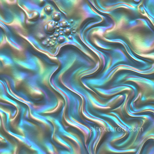 Abstract - Twisted Folded Crumpled Grunge Rough Smooth Bubbled Fluid Liquid Organic Metallic Iridesc… texture preview