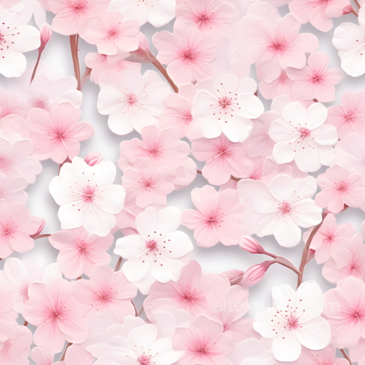 Soft Pink and White Watercolor Cherry Blossoms Seamless Texture seamless Watercolor Cherry PBR texture