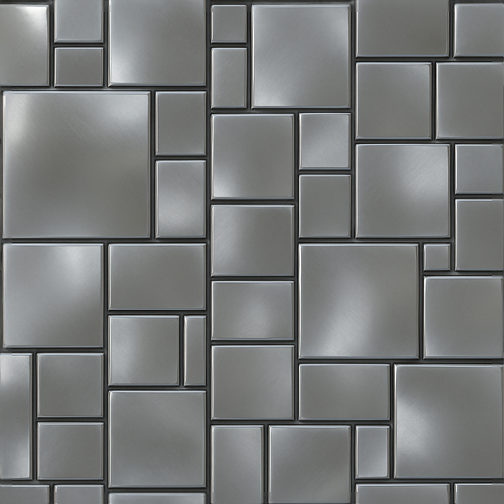 Mosaic Metallic Tesserae With Reflective Surface And Geometric Shapes seamless PBR texture preview