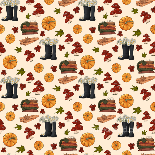 Featuring Autumn Harvest Icons in Flat Style seamless Thanksgiving PBR texture