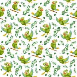 Pattern Bundle - Seamless 3D Pattern PBR Texture with Playful Green Parrots and Leafy Botanical Motifs texture preview