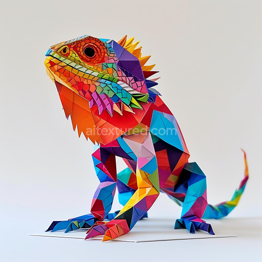 Seamless 3D PBR Texture Featuring Origami-Styled Colorful Bearded Dragon Scales
