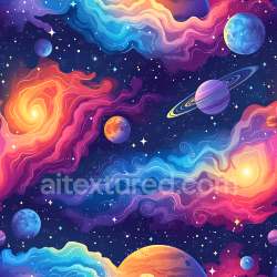 seamless Seamless 3D Space PBR Texture Featuring Colorful Nebulae, Starfields, and Sci-Fi Planets texture 8k free download PBR