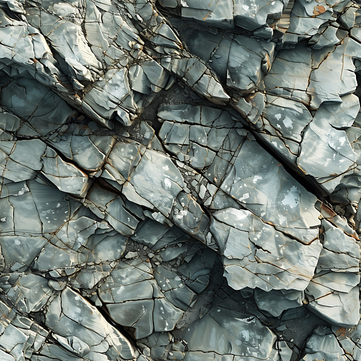 Fractured Cliff Rock With Detailed Cracks And Layered Slabs seamless PBR texture preview