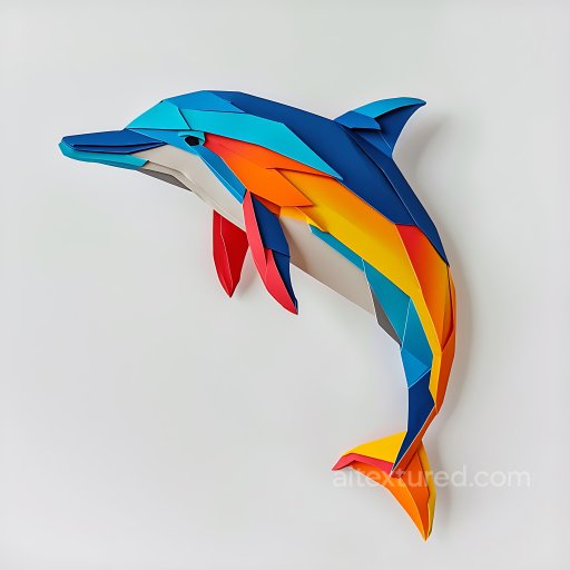 Animal - Seamless 3D PBR Texture of Stylized Bottlenose Dolphin Origami with Sharp Color Blocks texture preview