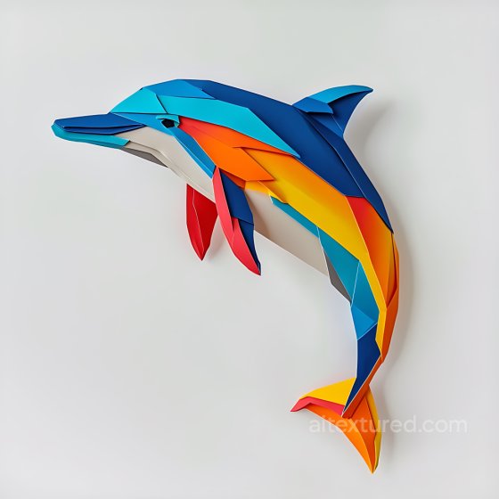 Animal Texture of Stylized Bottlenose Dolphin Origami with Sharp Color Blocks Animal texture preview