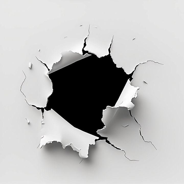Cracked & Holes of Cracked and Torn White Paint and Plaster Hole seamless PBR texture preview