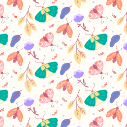 seamless Seamless 3D PBR Texture of Colorful Watercolor-Style Butterflies on Cream Fabric texture 8k free download PBR