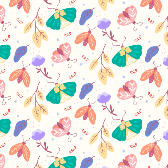 Watercolor Butterflies Texture of Colorful Watercolor-Style Butterflies on Cream Fabric Watercolor Butterflies texture preview