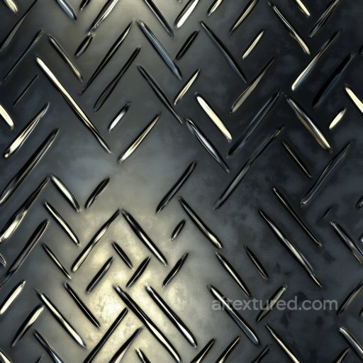Polished Steel Plate PBR Texture with Reflective Diamond Pattern seamless Metal PBR texture