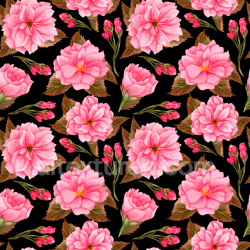 seamless Seamless 3D PBR Texture of Soft Pink Flower Fabric Pattern with Green Leaves texture 8k free download PBR