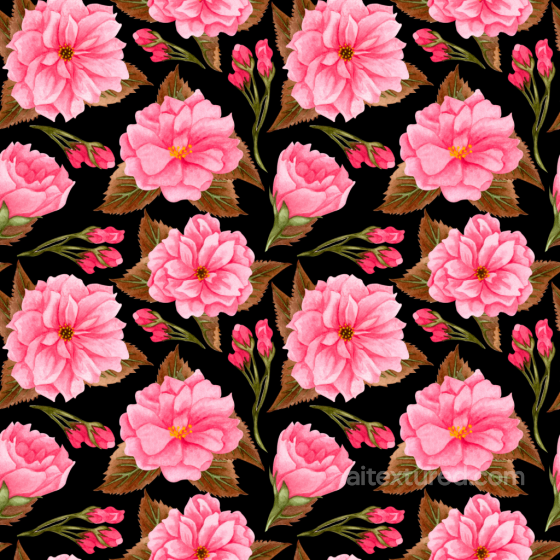 Soft Pink Flower Fabric Pattern Seamless Texture with Green Leaves Pink Flower texture preview