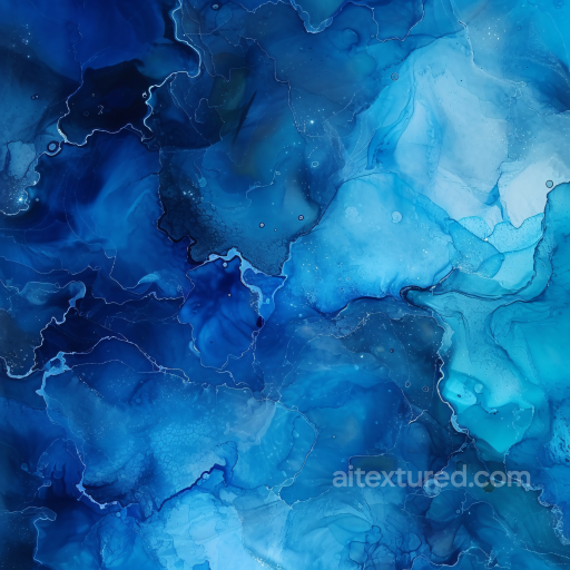 Alcohol Ink PBR Texture Featuring Deep Blue Fluid Waves and Soft Marbling seamless Alcohol ink PBR texture