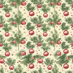 seamless Seamless 3D PBR Texture Featuring Pine Branches and Red Christmas Ornaments texture 8k free download PBR