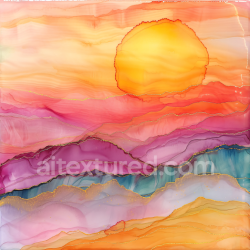 seamless Seamless 3D Alcohol Ink PBR Texture with Vibrant Sunset Landscape and Fluid Color Layers texture 8k free download PBR
