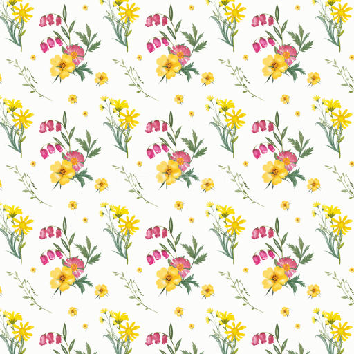 Seamless 3D PBR Texture Featuring Delicate Wild Flower Watercolor Pattern