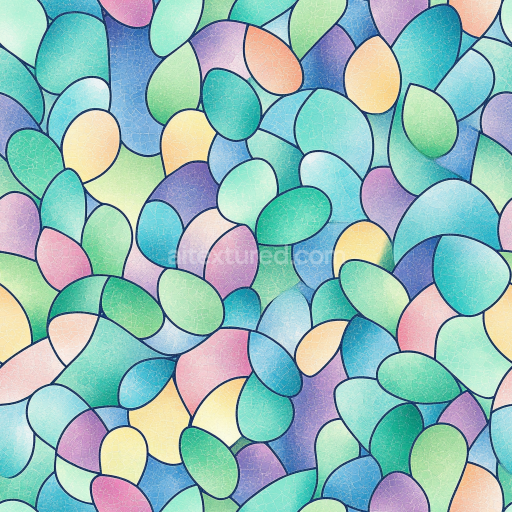 Seamless 3D mosaic PBR texture with colorful pastel tiles and cracked grout texture preview