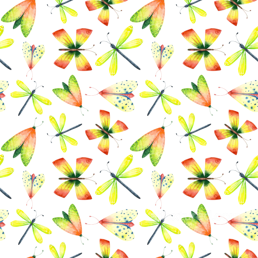 Dragonfly Texture of Colorful Watercolor Dragonflies Pattern seamless Dragonfly PBR texture